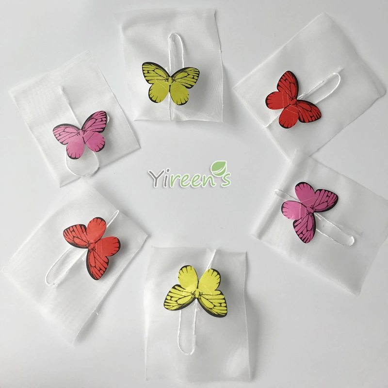Colorful Butterfly Tag, 58 X 70mm Empty Nylon Tea Bags, Pyramid Transparent Filter Bags Disposable Imported Nylon Tea Filters