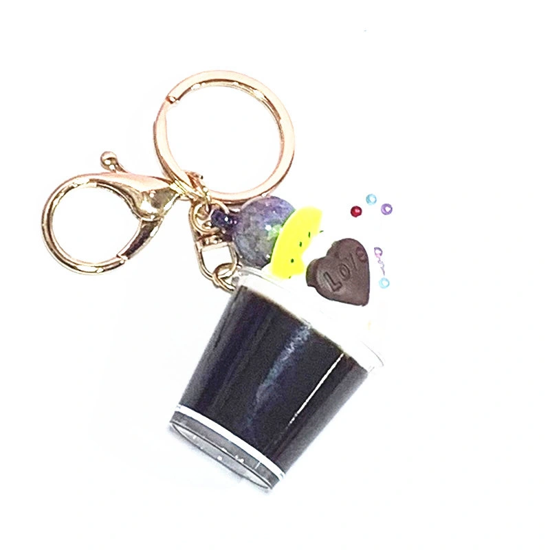 Ice Cream Creative Fashion Cartoon Boba Milk Tea Natural Stone Christian Breast Cancer Awareness China Wholesale Key Accessories Keychain