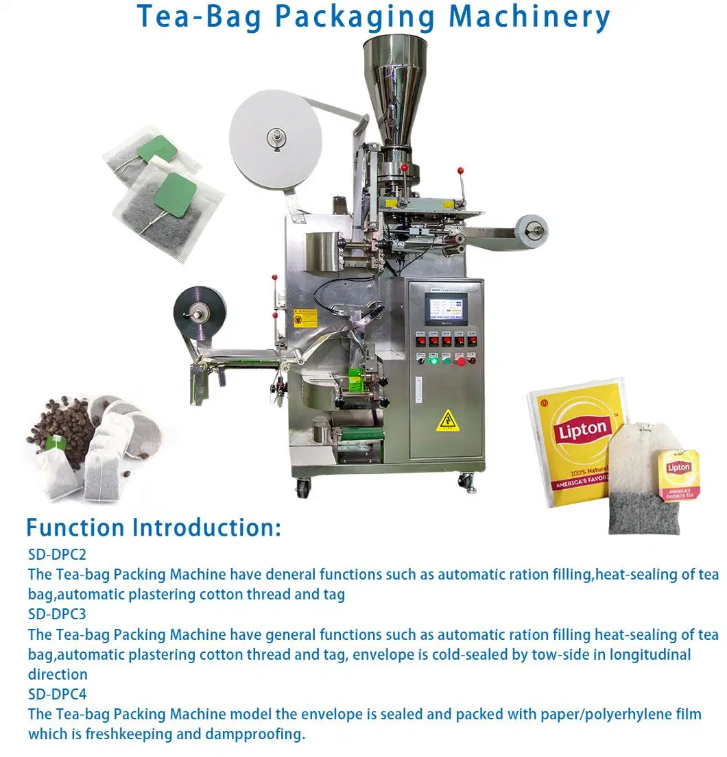 Automatic Vertiacl Disposable Tea Bag Filling Packing Machine for Loose Leaf Tea with Drawstring