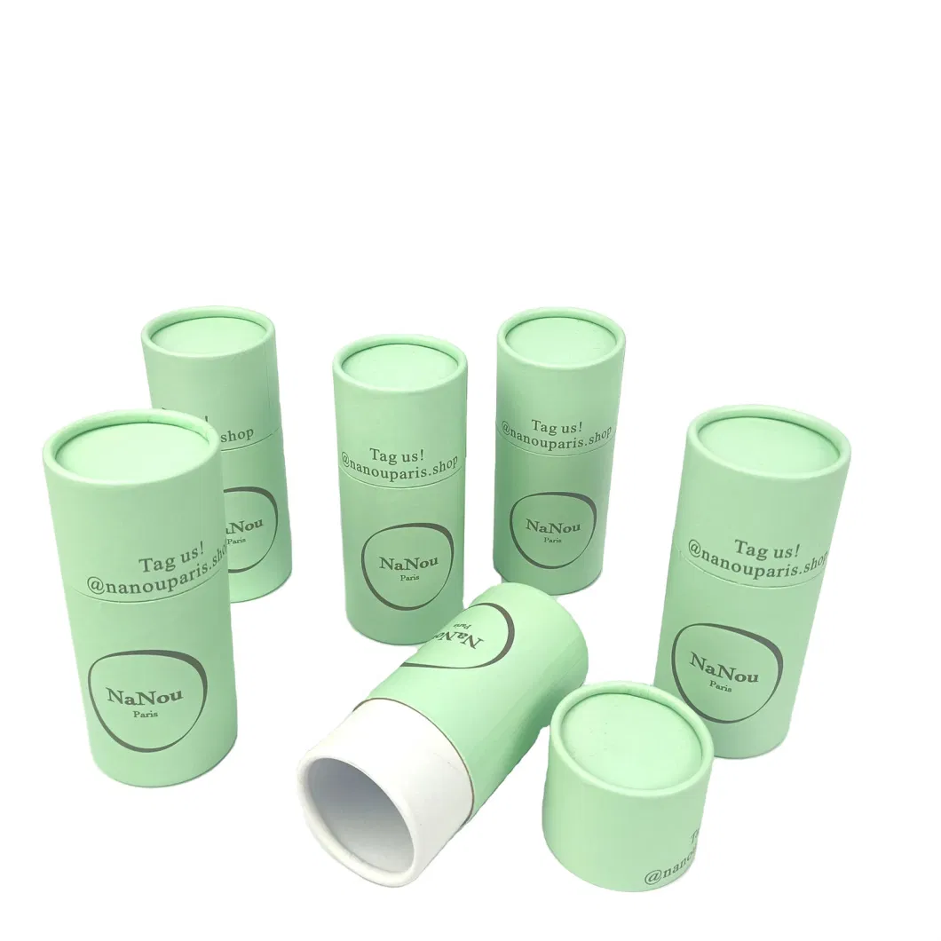 Eco-Friendly Custom Fresh Green Printed Tea Coffee Bean Cylinder Packaging Box Eco-Friendly Paper Tube Round Cardboard Tube Packaging