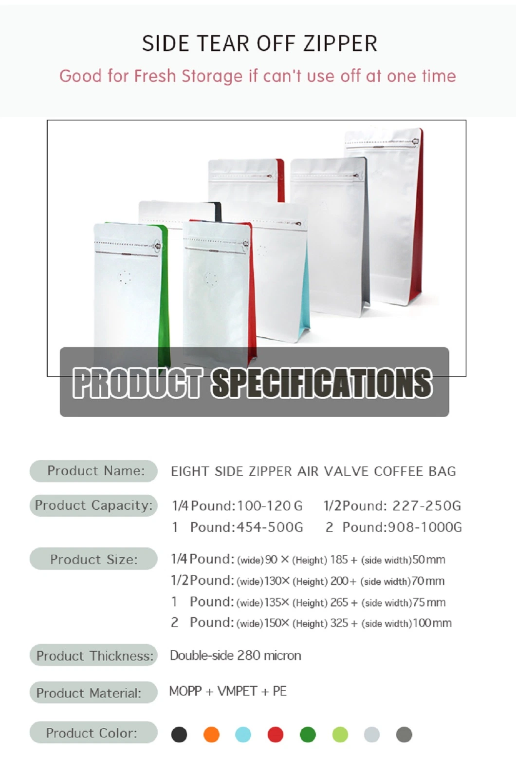 Compostable Eco Box Bottom Side Gusset Colorful Printing Custom 13 16 32 Oz Coffee Bags Packaging