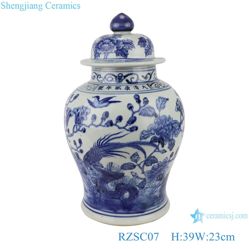 Rzsc03 Jingdezhen Flower and Bird Pattern Man-Made Ceramic Ginger Jar