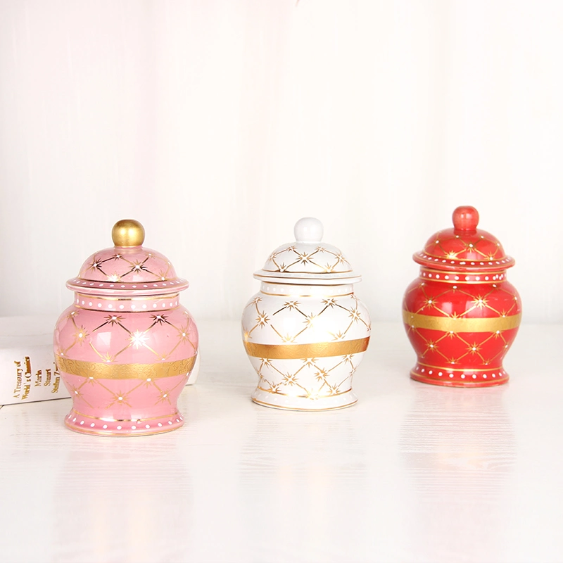 J278p Unique Design Thanksgiving Day Pink Decoration Candle Jar Mini Ceramic Sugar Coffee Tea Jars with Lids