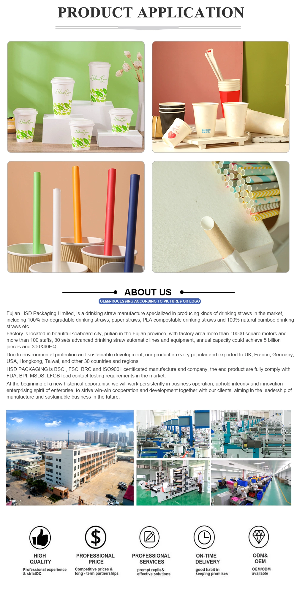China Factory Wholesale Custom Eco Friendly Biodegradable Disposable Bubble Tea White Brown Paper Drinking Straw
