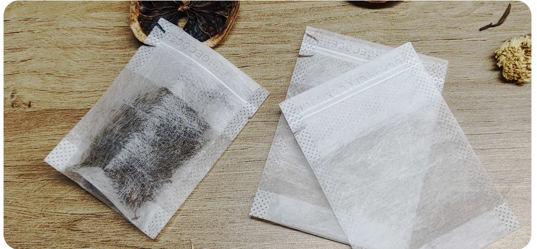 Corn Fiber Biodegradable Transparency Empty Tea Bags Packaging with Hidden Drawstring