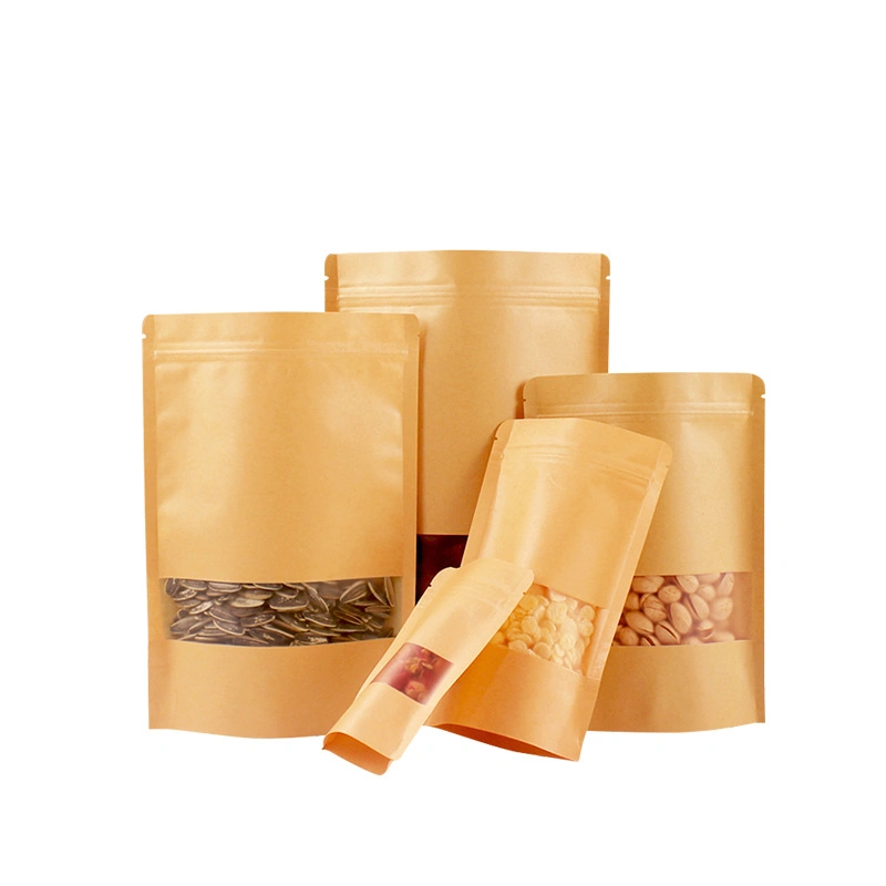 Kraft Paper Self-Supporting and Self Sealing Bag, Thickened Tea and Snack Packaging Bag, Flour Sealed Packaging
