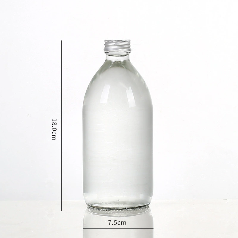 300ml 500ml Round Glass Juice Bottle Milk Tea Drinking Packaging Container for Ice Tea