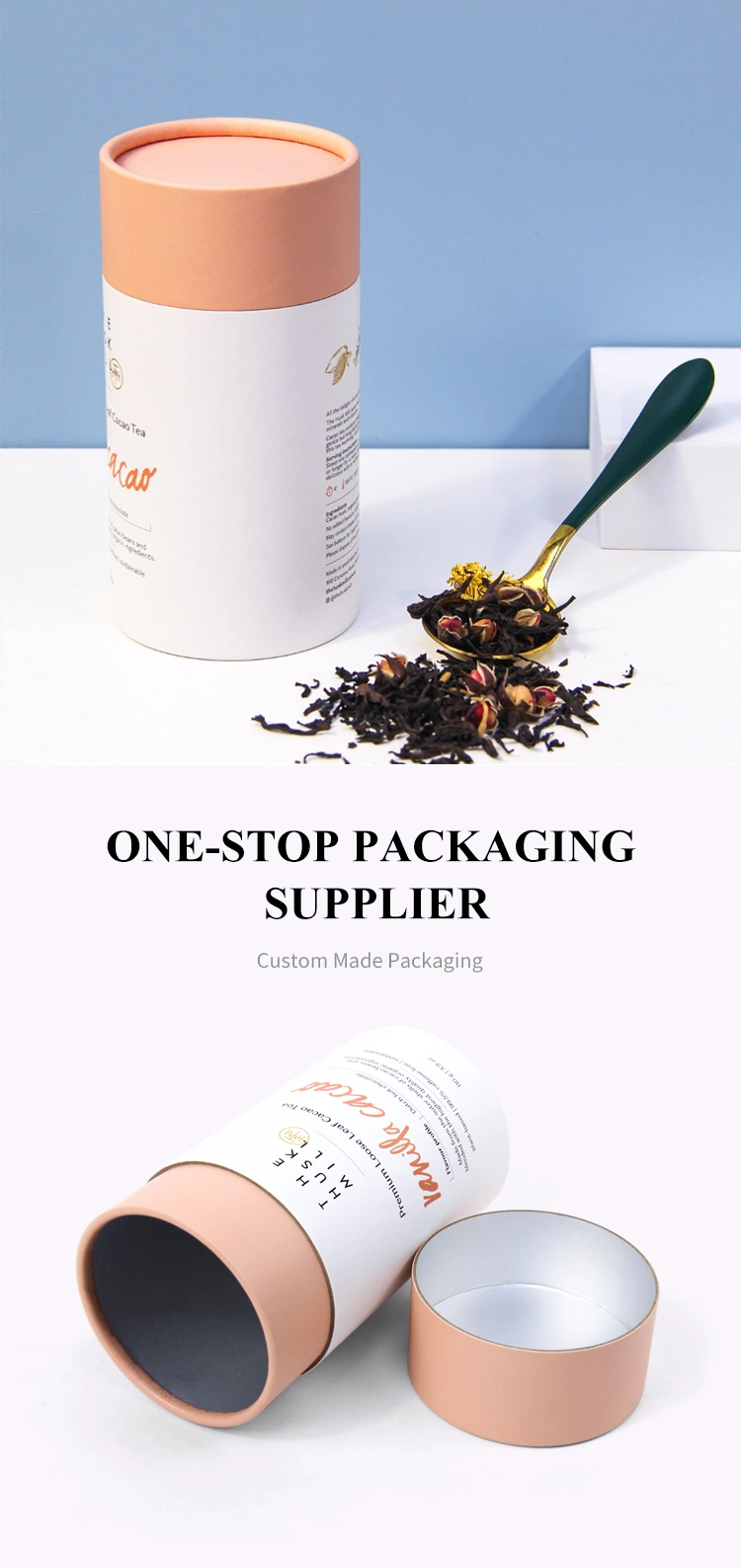Custom Cardboard Cylinder Loose Leaf Tea Coffee Packaging Box Round Kraft Paper Tube Packaging