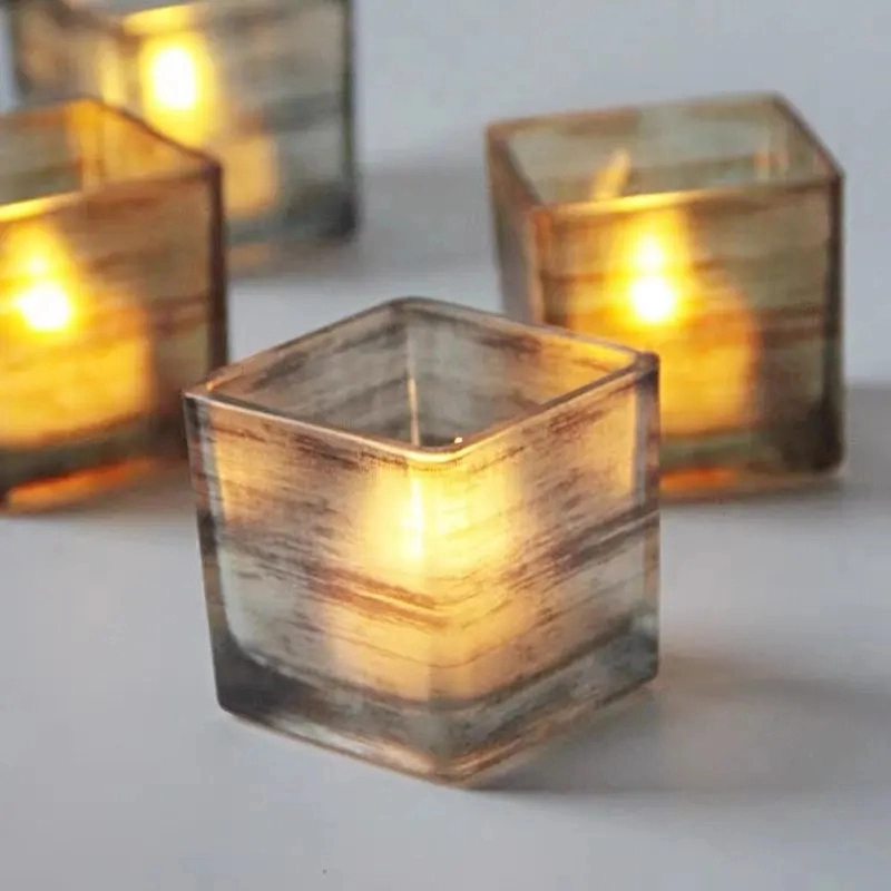 New Product Custom Cute Transparent Square Candle Vessel White Candle Square Candle Jar with Lid