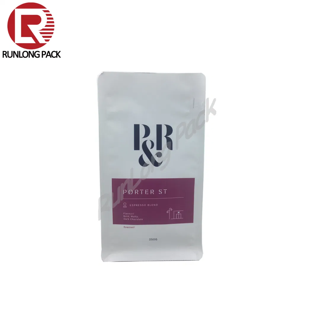 Runlong Pack Eight Side Seal Coffee Pocuh with Zipper and Valve