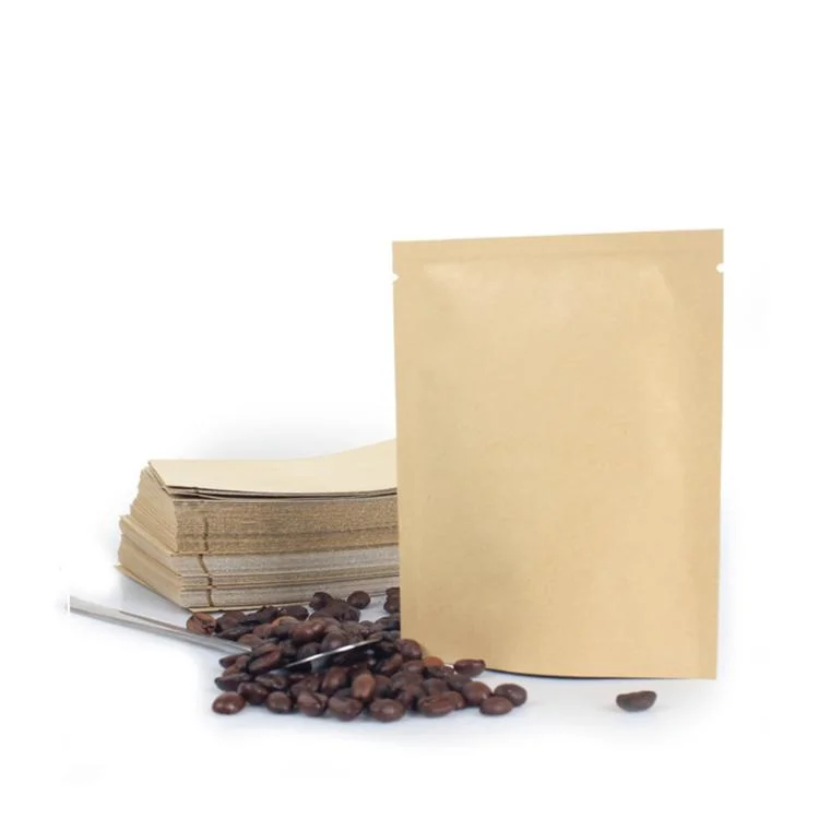 Heat Seal Cafe Spice Snack Food Biodegradable Zip Lock Coffee Tea Kraft Paper Bag