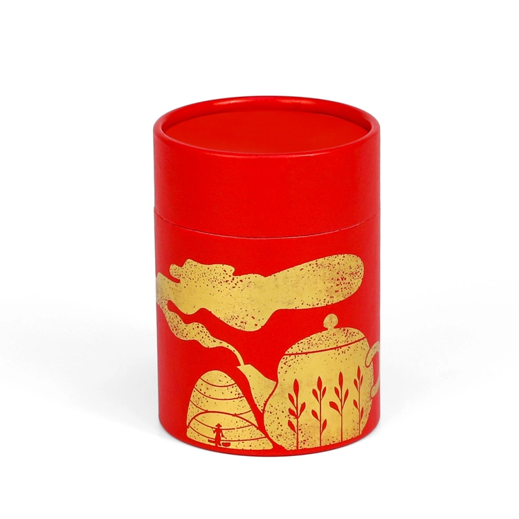 Custom Hot Stamping Logo Rigid Empty Round Box Cylinder Kraft Paper Tube Packaging for Tea