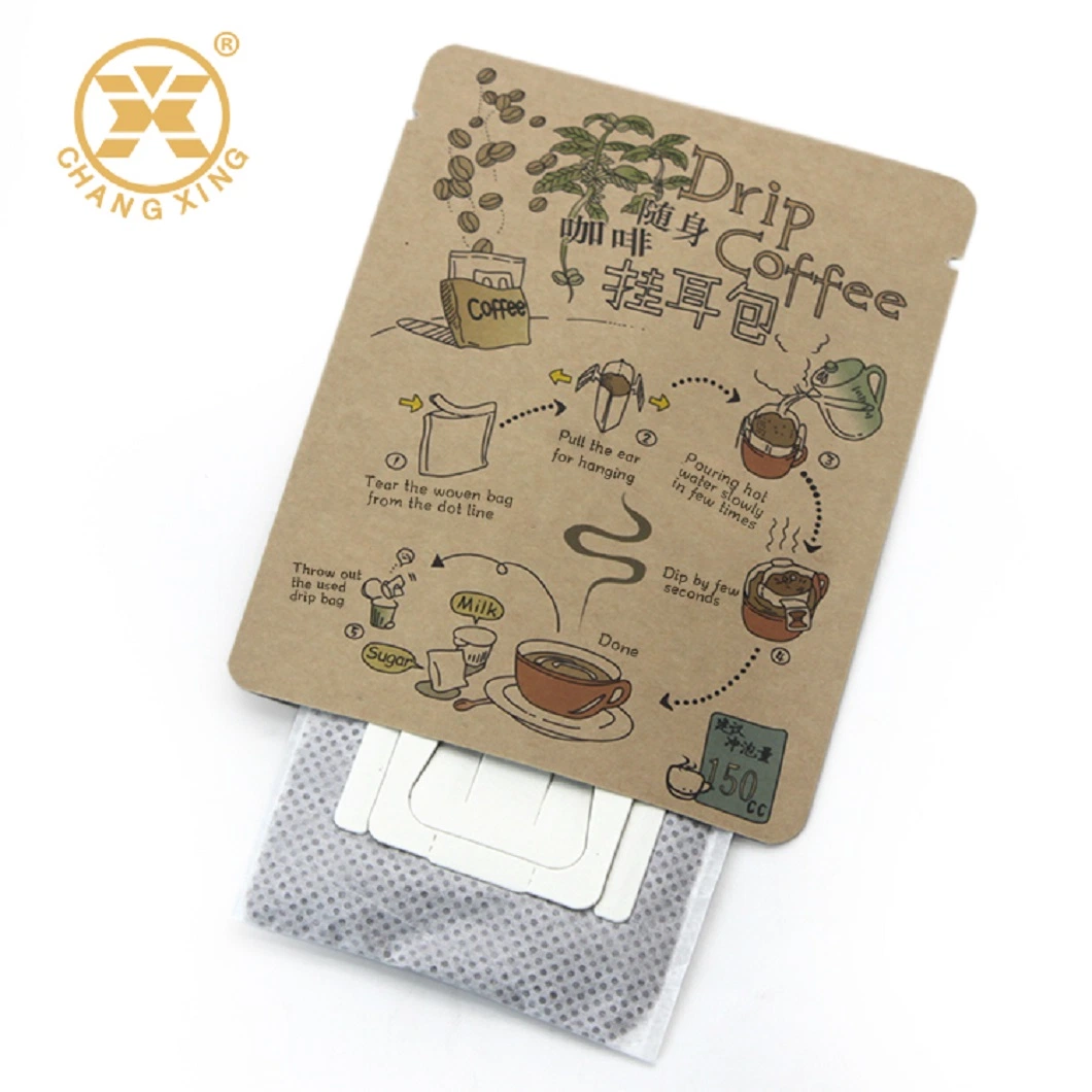 Customized Disposable Single Serve Empty Tea Packaging Sachet Paper Box Portable Hanging Ear Coffee Drip Filter Bag