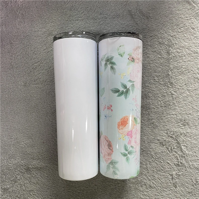 15oz 20oz 30oz Blank Sublimation White Blank DIY Total Straight Non Tapered All Straight Stainless Steel Vacuum Insulated with Metal Straws Lids Shrink Wrap