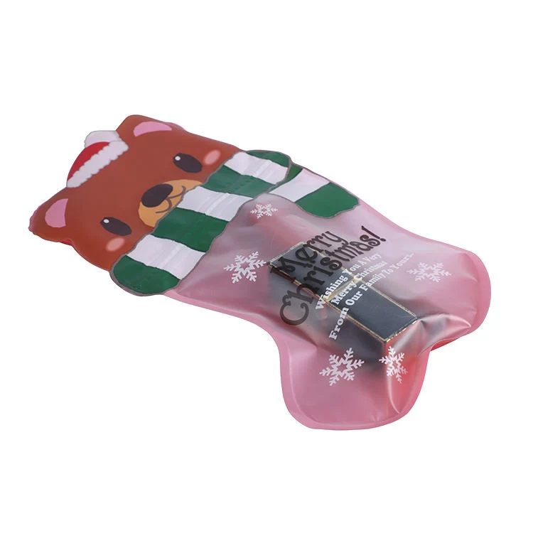 Beautiful Christmas Stocking Merry Sock Shaped Plastic Frost Window Transparent Pouch Bags Doypack Packaging with Zipper Lock