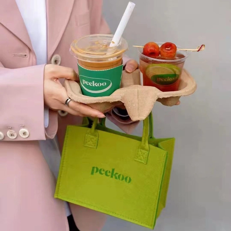 Hot Selling Green Tea Shop Felt Bag Versatile Tote Bag Gift Pack