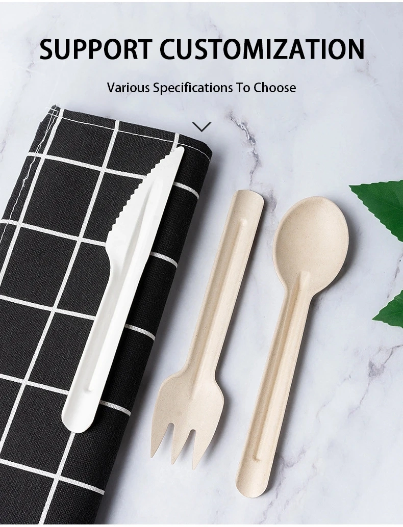 Compostable Sugarcane Bagasse Paper Cutlery Biodegradable Disposable Sugar Cane Pulp Flatware Spoon Fork Knife