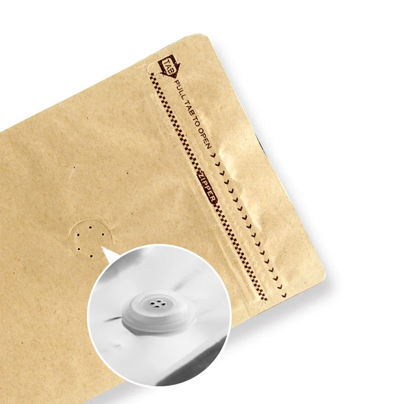 Packaging for Coffee, Flat Bottom Kraft Paper Compostable Coffee Bags with Valve and Zipper Bolsas PARA Cafe Coffee Packaging