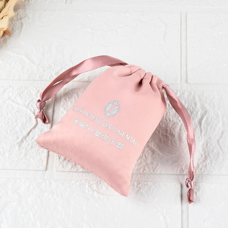 Light Pink Solid Color Blank Cotton Storage Bag Wholesale Release Bag Storage Bag Drawstring Tea Gift Bag