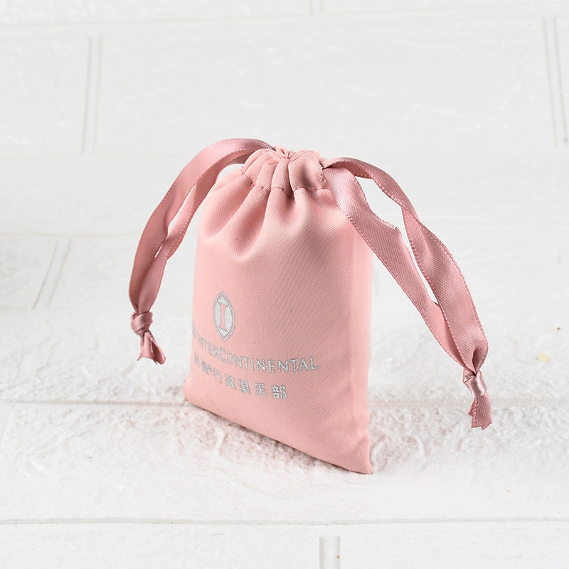 Light Pink Solid Color Blank Cotton Storage Bag Wholesale Release Bag Storage Bag Drawstring Tea Gift Bag