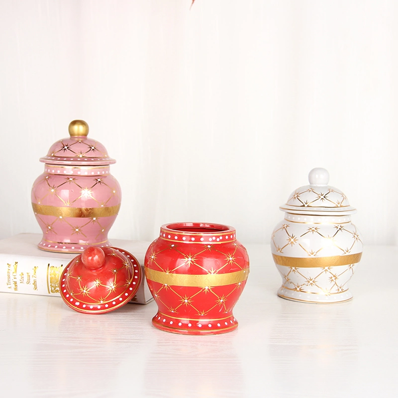 J278p Unique Design Thanksgiving Day Pink Decoration Candle Jar Mini Ceramic Sugar Coffee Tea Jars with Lids