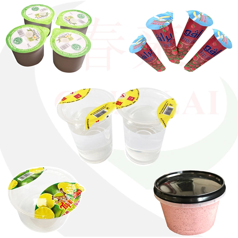 Semi Automatic Small Drinks Yogurt Cup Sealing Machine One Time Four Cups Boba Tea Cup Aluminum Foil Packer for Jelly Milk Cup Tray Sealer