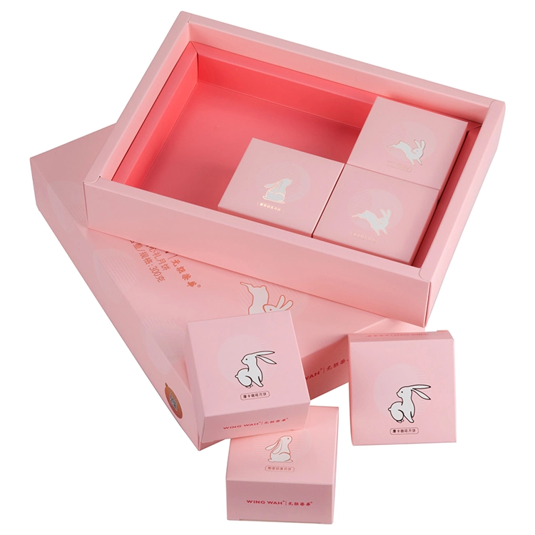 Firstsail Hot Sale Pink Luxury Lid and Base Paper Box Food Moon Cake Gift Packaging for Biscuits Cookies Chocolate Candy Sugar Tea Snack Bread