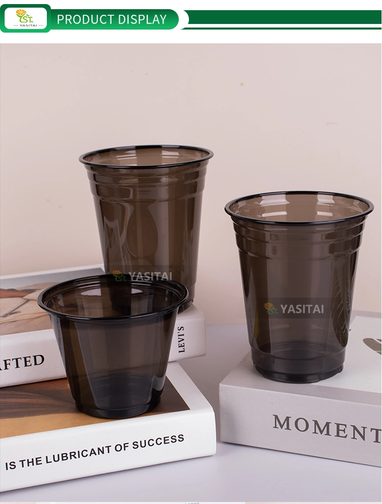 Bubble Tea Plastic Cups Biodegradable Packaging with Lid Vasos Plastic Pet Black Plastic Cup