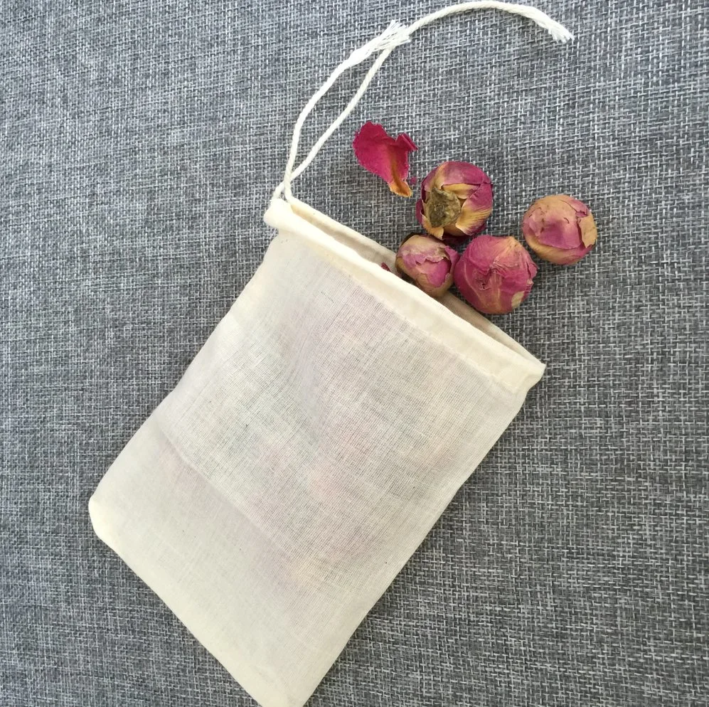 10*15cm Customized Eco-Friendly Cotton Yarn Bag Empty Tea Bags with String