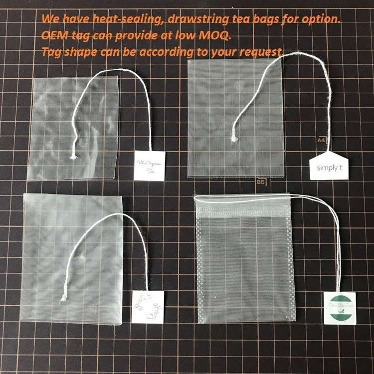 10*15cm Drawstring PLA Corn Fiber Empty Tea Bag Packaging for Sale