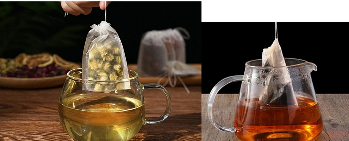 Empty Tea Bag PLA Biodegradable Custom Corn Fiber Empty Tea Bag with String