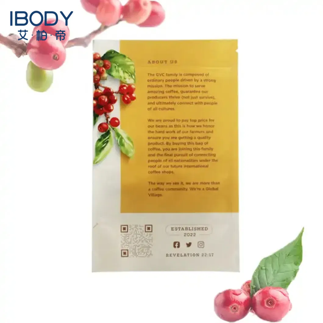 Compostable Custom Printed Logo Ziplock Biodegradable Valve Stand up Pouch Kraft Paper Packaging Tea Bags Coffee Bag