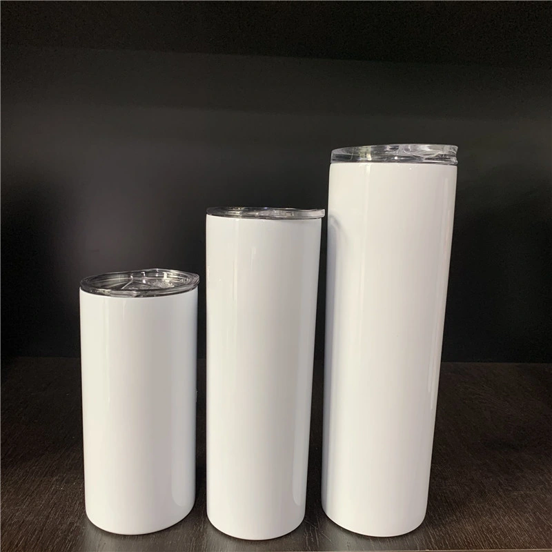 15oz 20oz 30oz Blank Sublimation White Blank DIY Total Straight Non Tapered All Straight Stainless Steel Vacuum Insulated with Metal Straws Lids Shrink Wrap