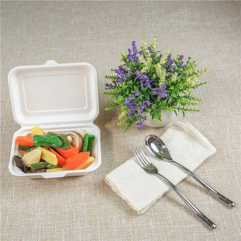Unbleached 6&prime; Bagasse Biodegradable Knife Fork Spoon Sugarcane Cutlery for Sale Food Container