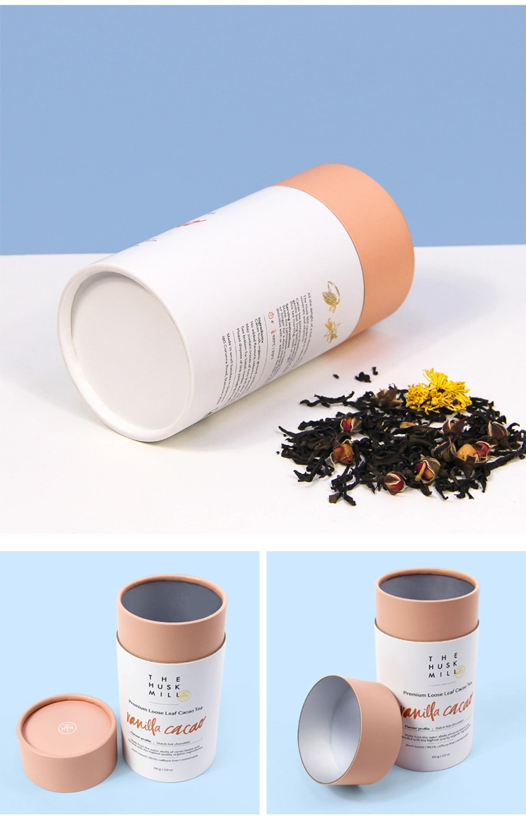 Custom Cardboard Cylinder Loose Leaf Tea Coffee Packaging Box Round Kraft Paper Tube Packaging