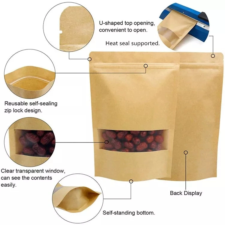 Wholesale Loose Tea Bags Private Label Kraft Paper Bags for Tea Packaging Stand up Empty Flat Tea Bag Packaging Zip Lock