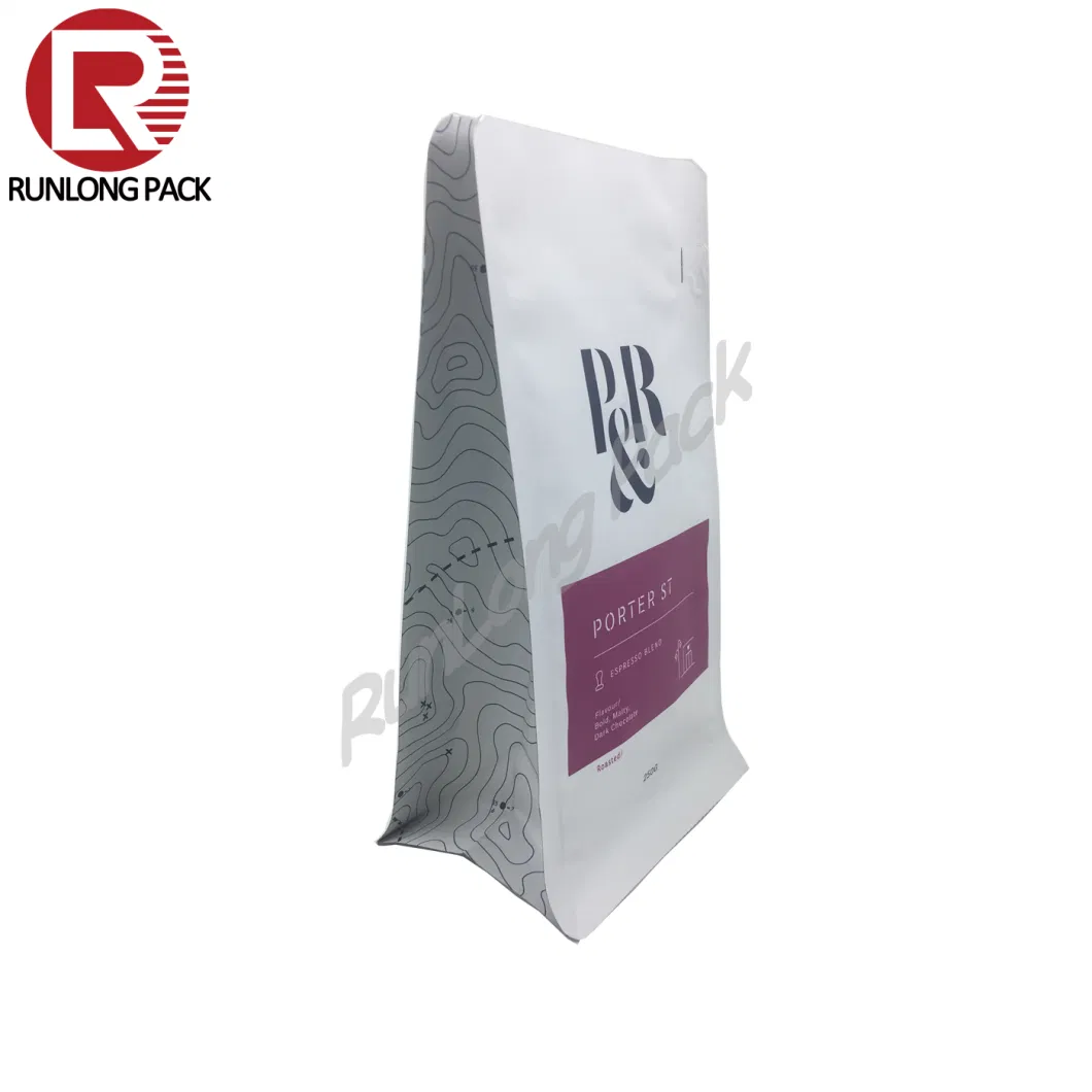 Runlong Pack Eight Side Seal Coffee Pocuh with Zipper and Valve