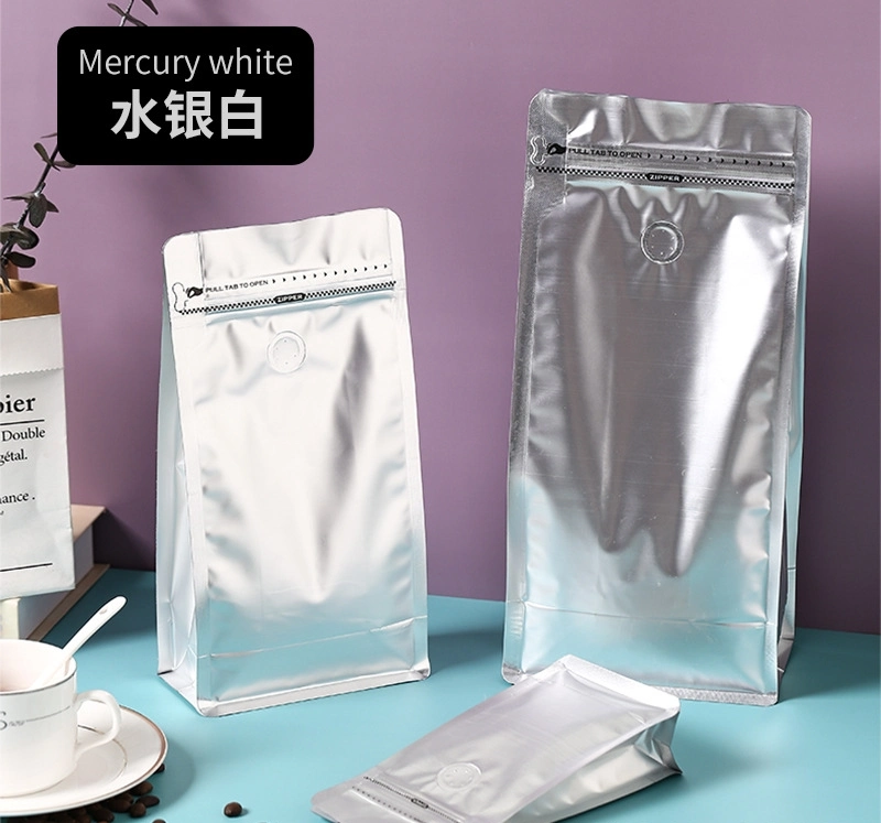 Colorful Aluminum Plated Self Standing and Self Sealing Bag for Coffee Tea