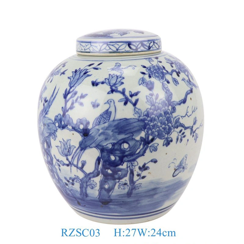 Rzsc03 Jingdezhen Flower and Bird Pattern Man-Made Ceramic Ginger Jar