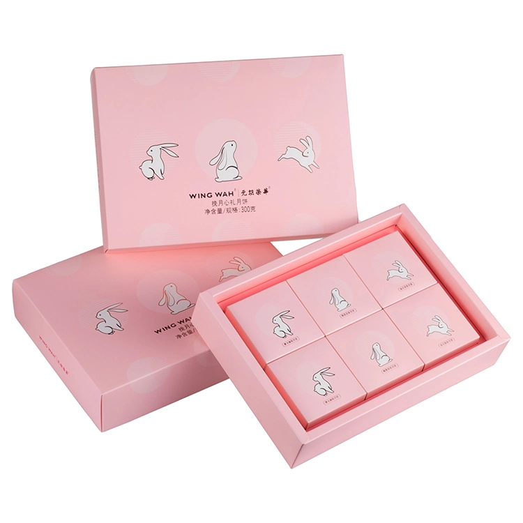 Firstsail Hot Sale Pink Luxury Lid and Base Paper Box Food Moon Cake Gift Packaging for Biscuits Cookies Chocolate Candy Sugar Tea Snack Bread