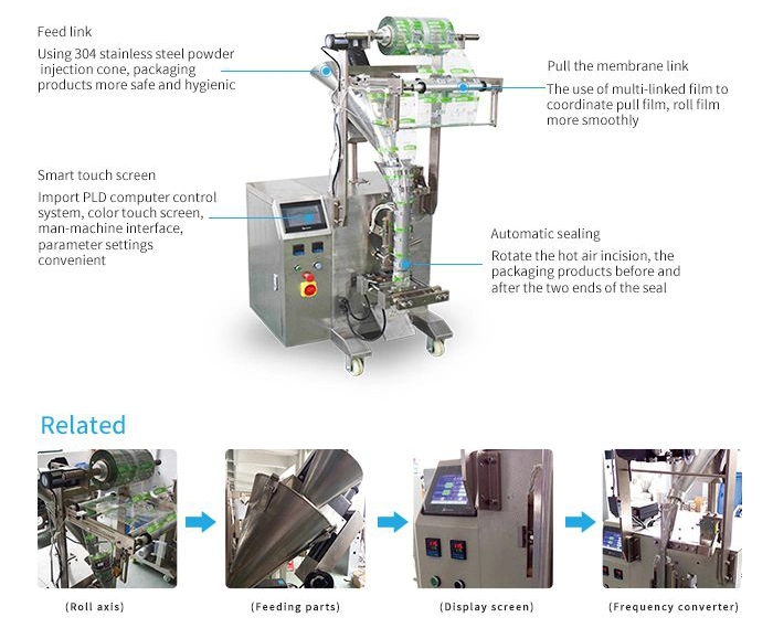 Landpack Ld-320d Small Vertical Chilli Tea Rasam Powder Flow Pack Packing Machine