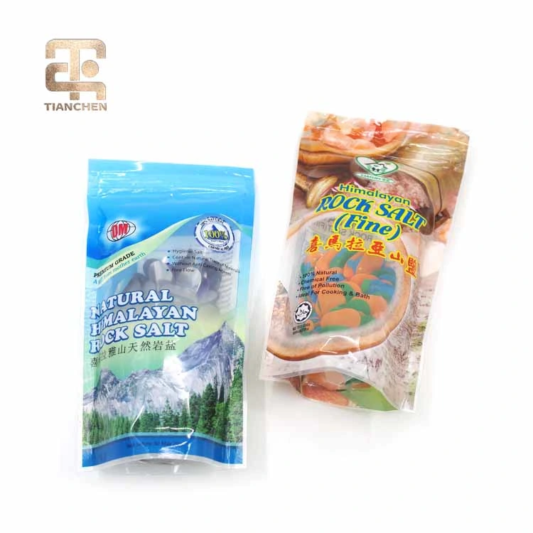 Zipper Self-Standing Plastic Bath Natural Salt Stand up Pouch Clear Ziplock Packaging Bag