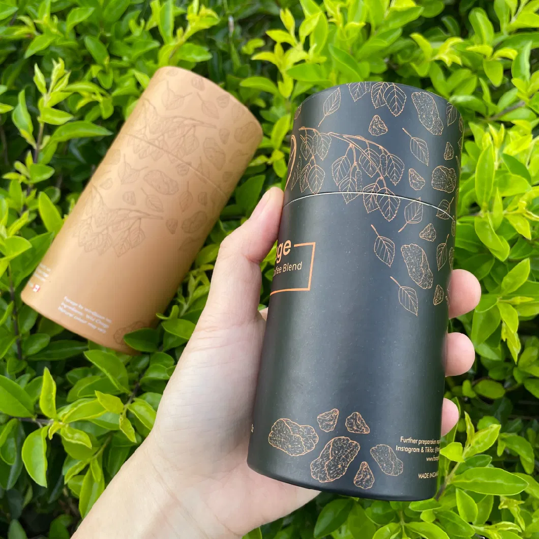 Firstsail Custom Printed Cylinder Coffee Mug Gift Packaging Box Food Grade Round Paper Tube for Coffee Bean Powder Tea Christmas