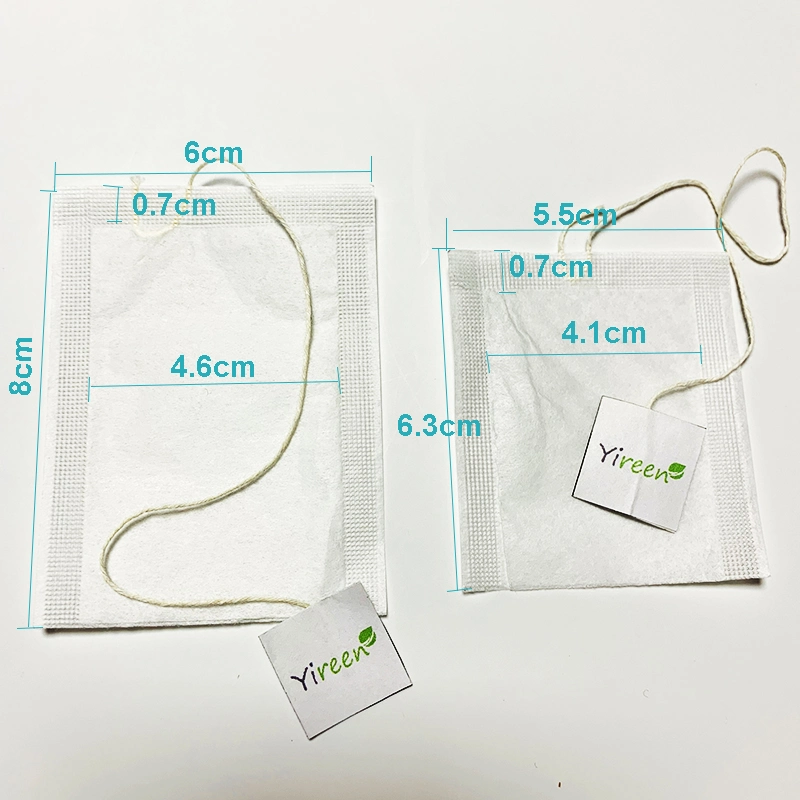 Small Size 50 X 60mm Disposable Heat Sealing Filter Paper Bags, with Strings, Customize Tag, for Containing Coffee Powder or Herbal Tea