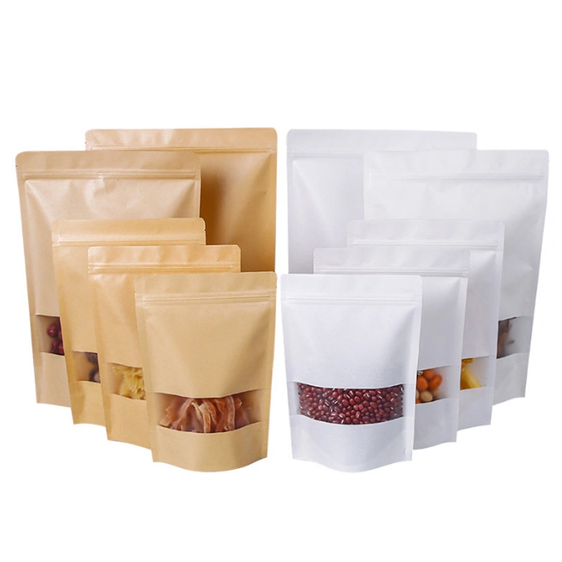 Kraft Paper Self-Supporting and Self Sealing Bag, Thickened Tea and Snack Packaging Bag, Flour Sealed Packaging