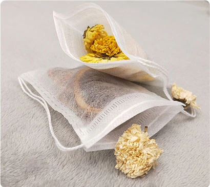 Food Grade Drawstring PLA Corn Fiber Empty Pyramid Shape Tea Bag Packaging