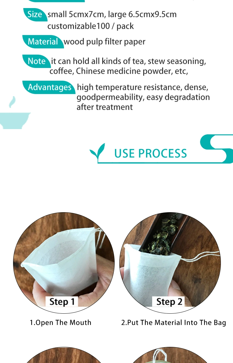 Creative Shape Empty Disposable Food Grade Paper Tea Filters, with Strings Thread White Color 100PCS/Bag