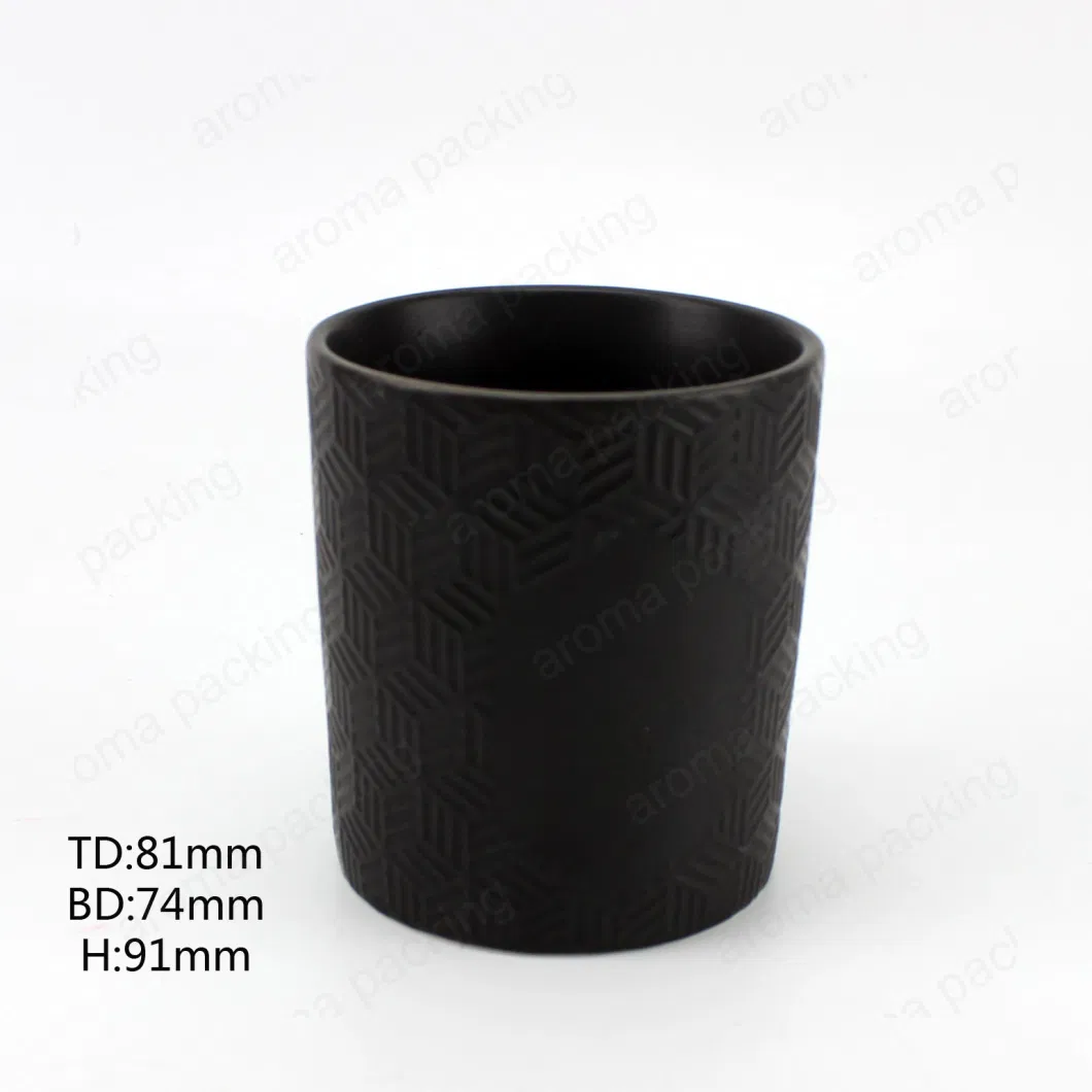 Wholesale Modern Ceramic Matte Black Porcelain Tealight Candle Jar