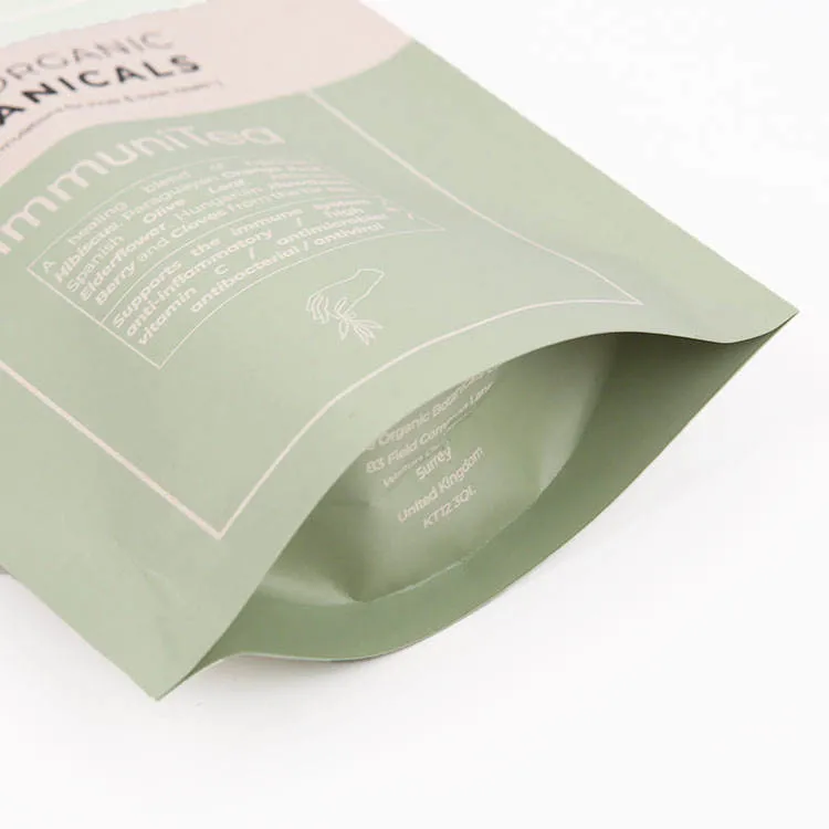 Custom Resealable Ziplock Stand up Pouch Kraft Paper Tea Coffee Snack Packaging Food Bags