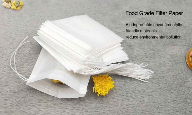 Eco-Friendly Degradable White Filter Paper Empty Tea Bags with Custom Labels